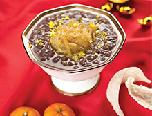 Bird’s Nest with Red Bean Paste topped with Fresh Orange Peel